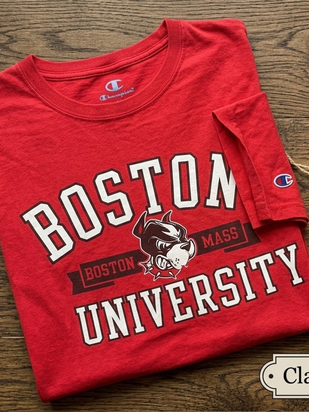 Champion Boston University shopper sleeve T-Shirt unisex. Mens size large